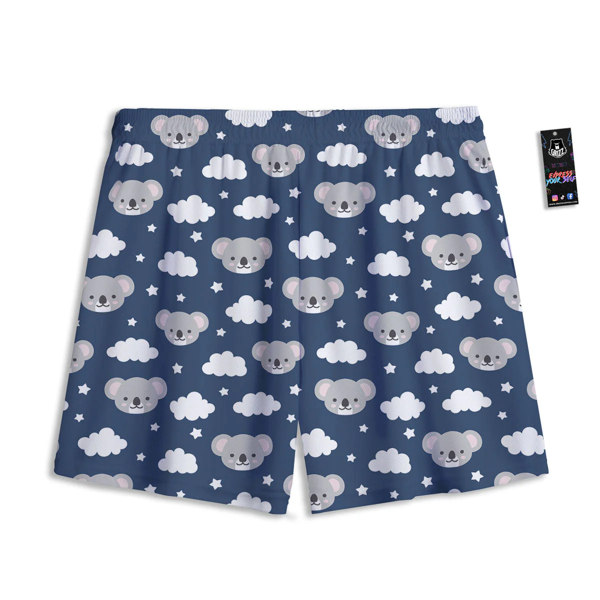 Cloud And Koala Bear Print Pattern Mesh Shorts - Image 2
