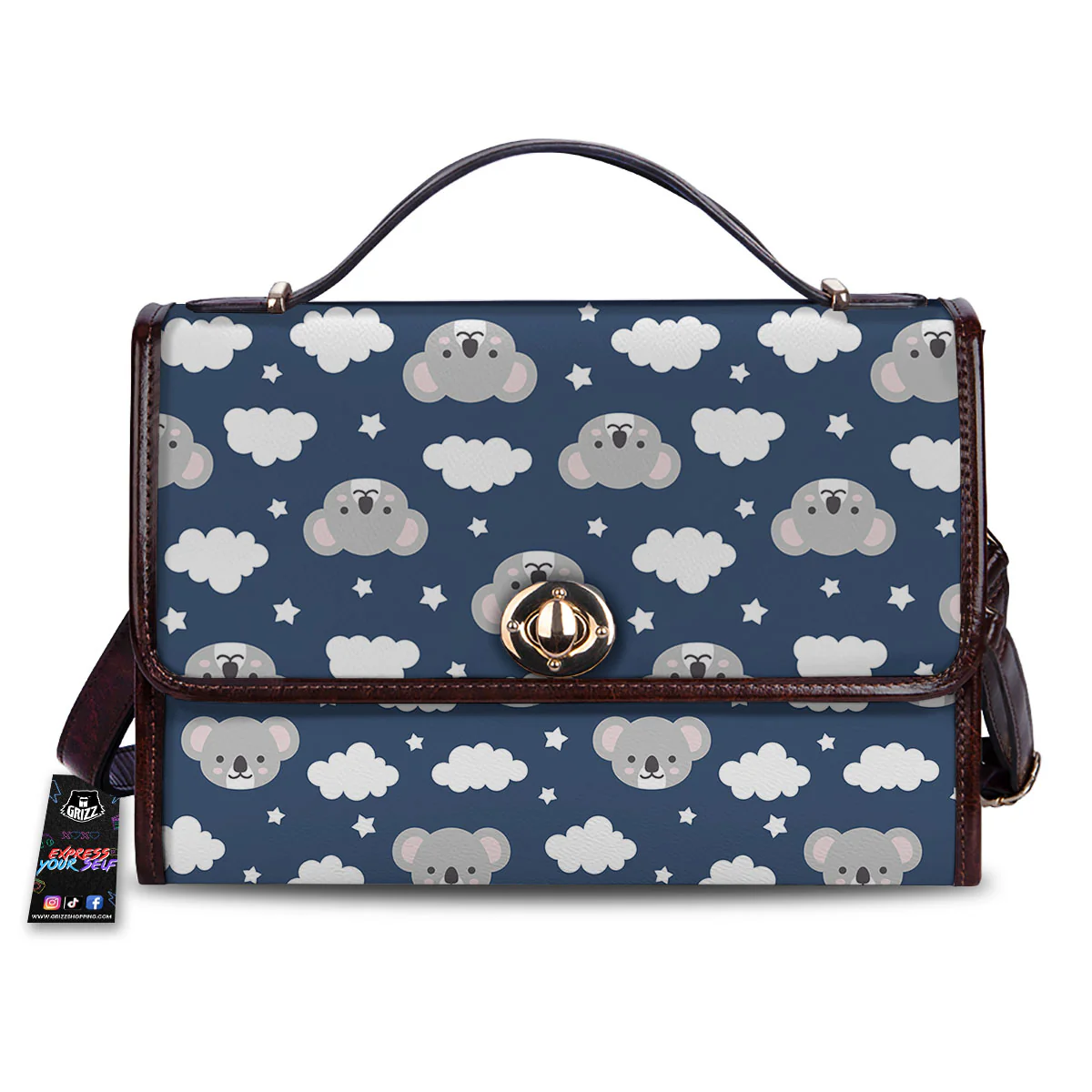 Cloud And Koala Bear Print Pattern Women's Satchel Bag