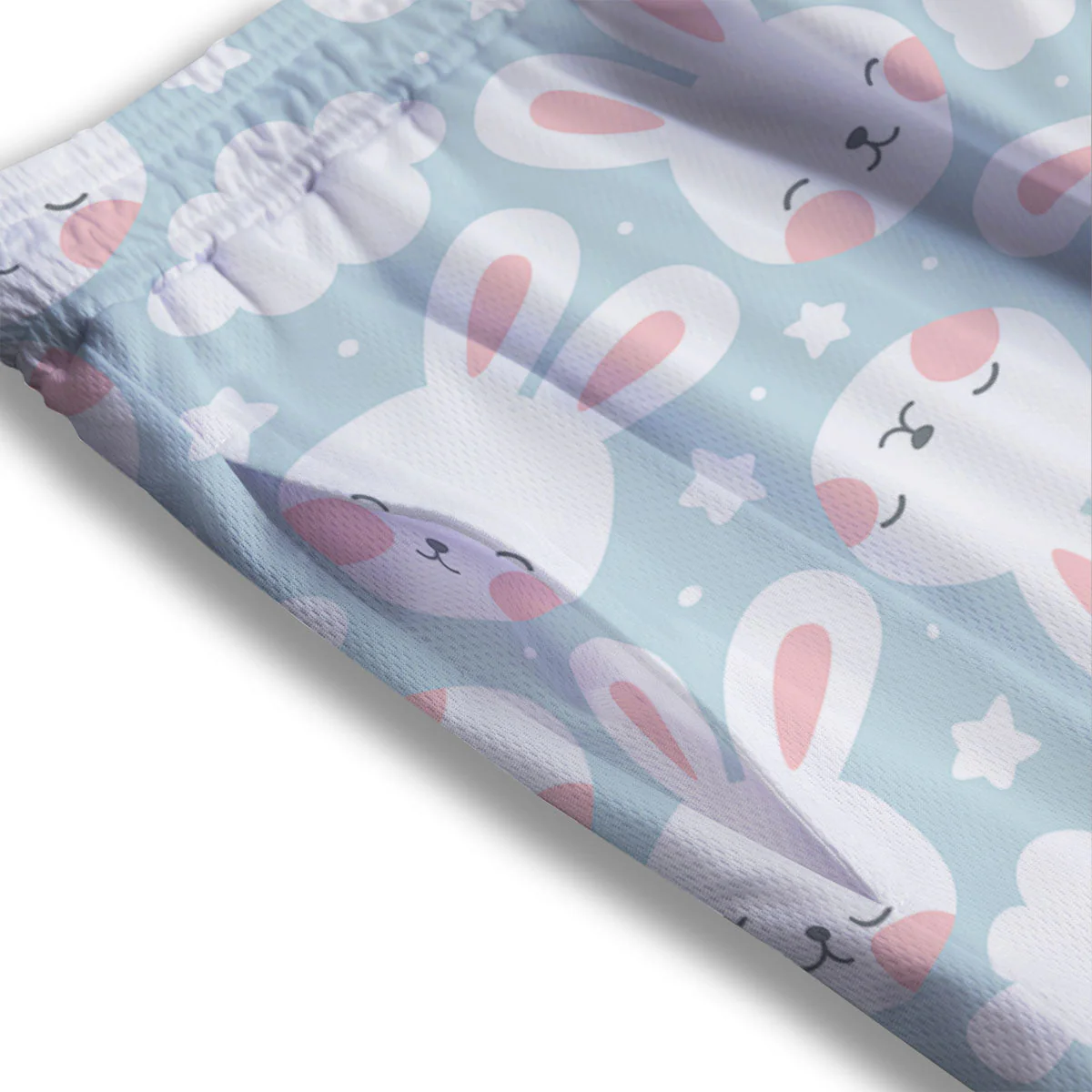 Cloud And Rabbit Print Pattern Mesh Shorts - Image 3