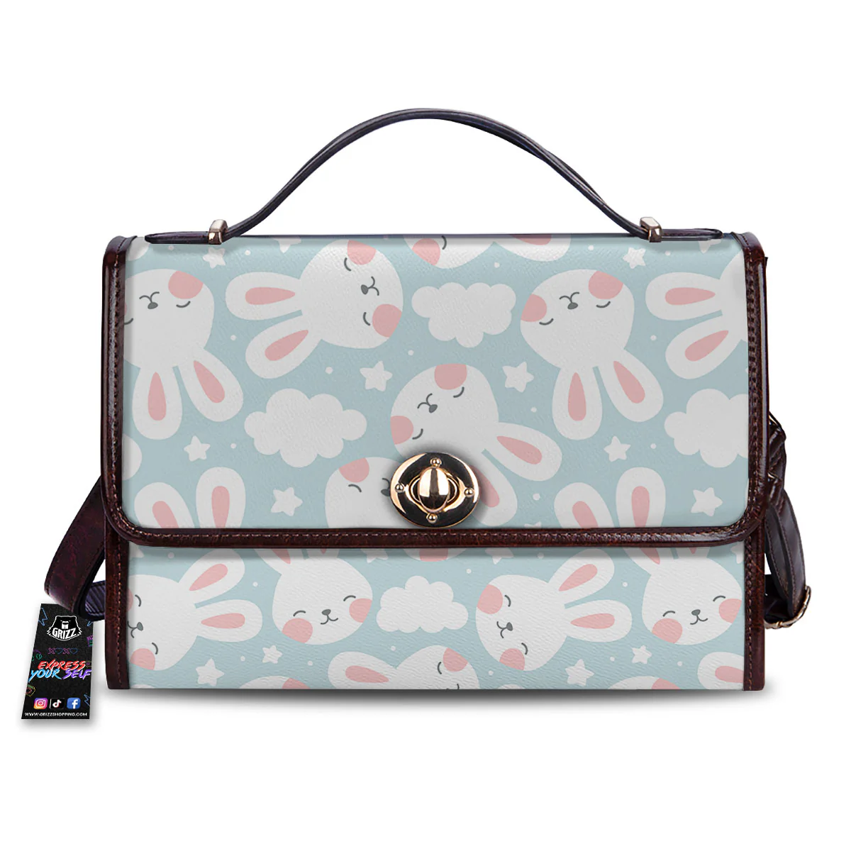 Cloud And Rabbit Print Pattern Women's Satchel Bag