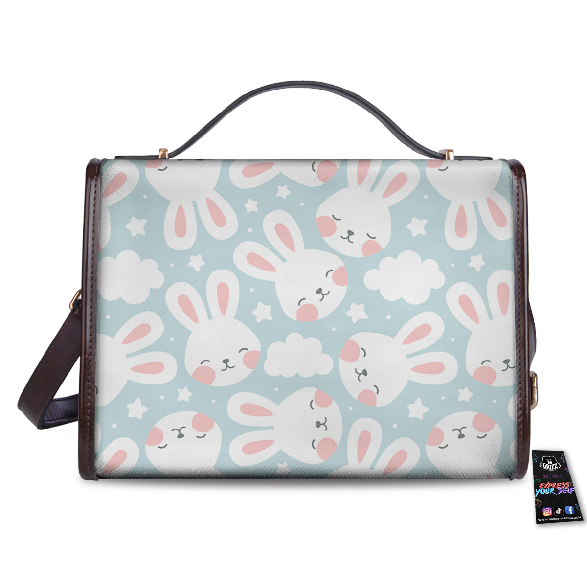 Cloud And Rabbit Print Pattern Women's Satchel Bag - Image 2