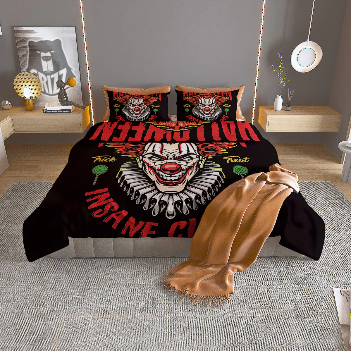 Clown Halloween Print Duvet Cover Bedding Set