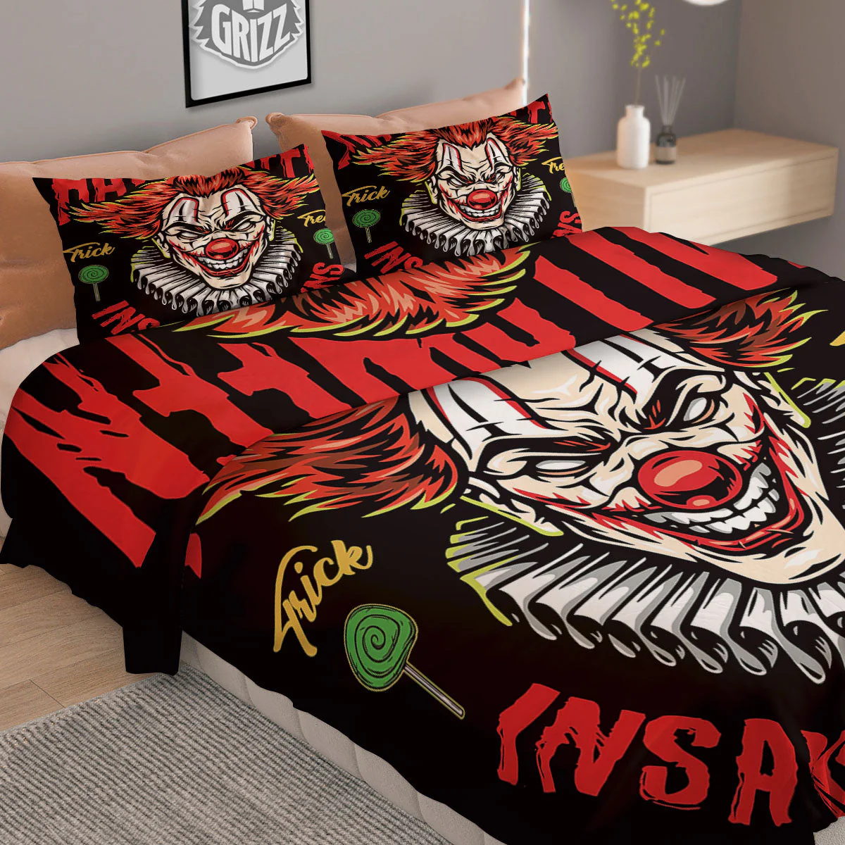 Clown Halloween Print Duvet Cover Bedding Set - Image 2