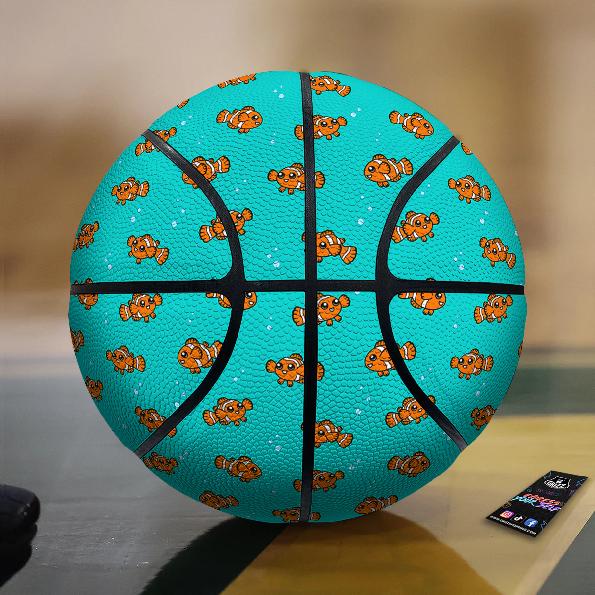 Clownfish Cute Watercolor Blue Print Pattern Basketball
