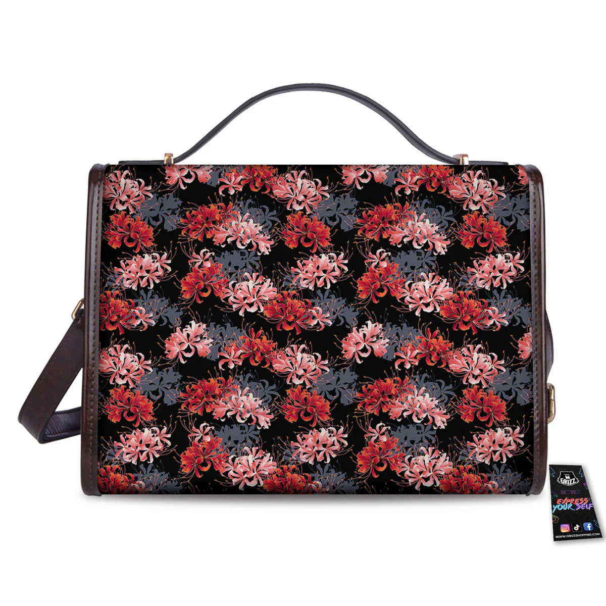 Cluster Amaryllis Japanese Print Pattern Women's Satchel Bag - Image 2