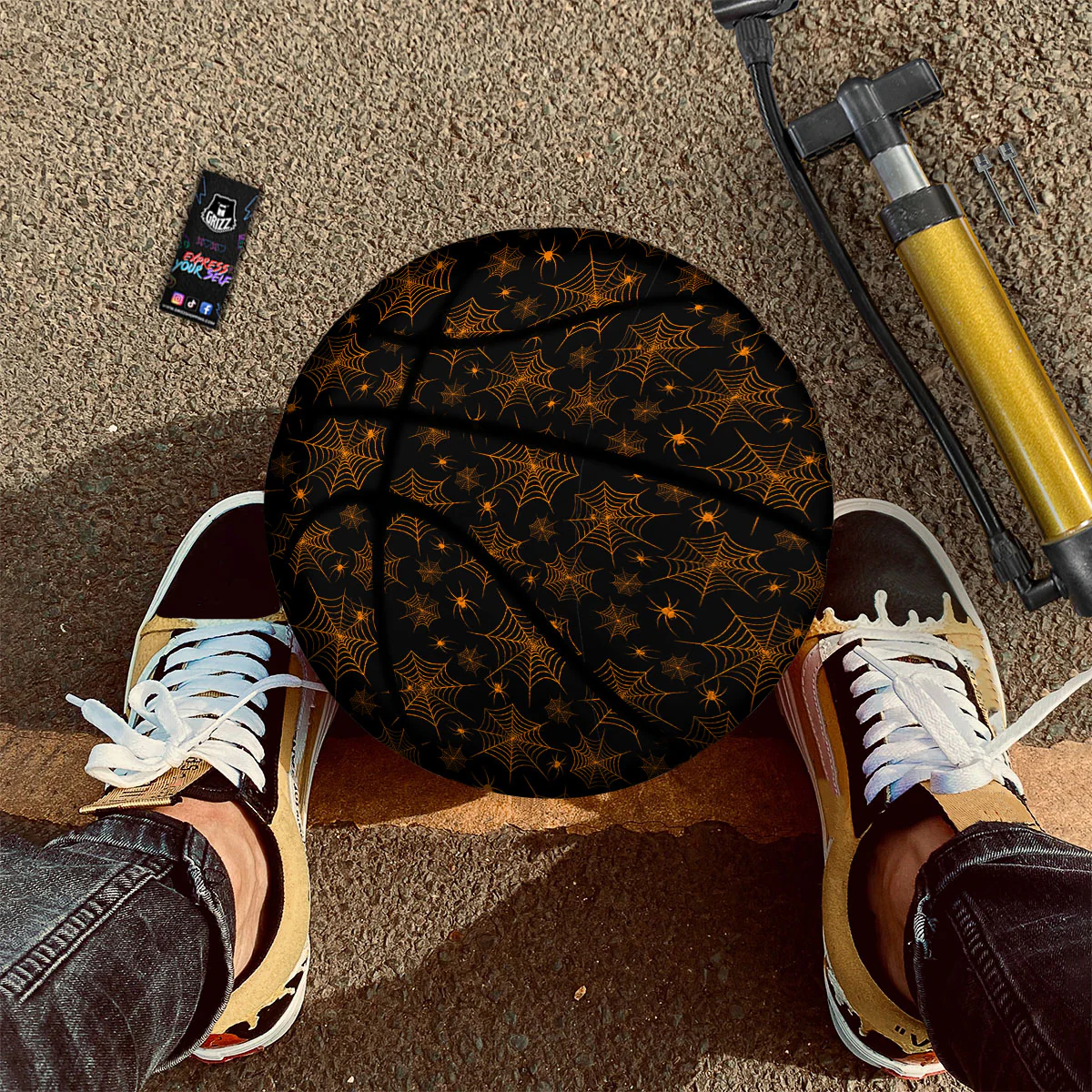 Cobweb Halloween Print Pattern Basketball - Image 2