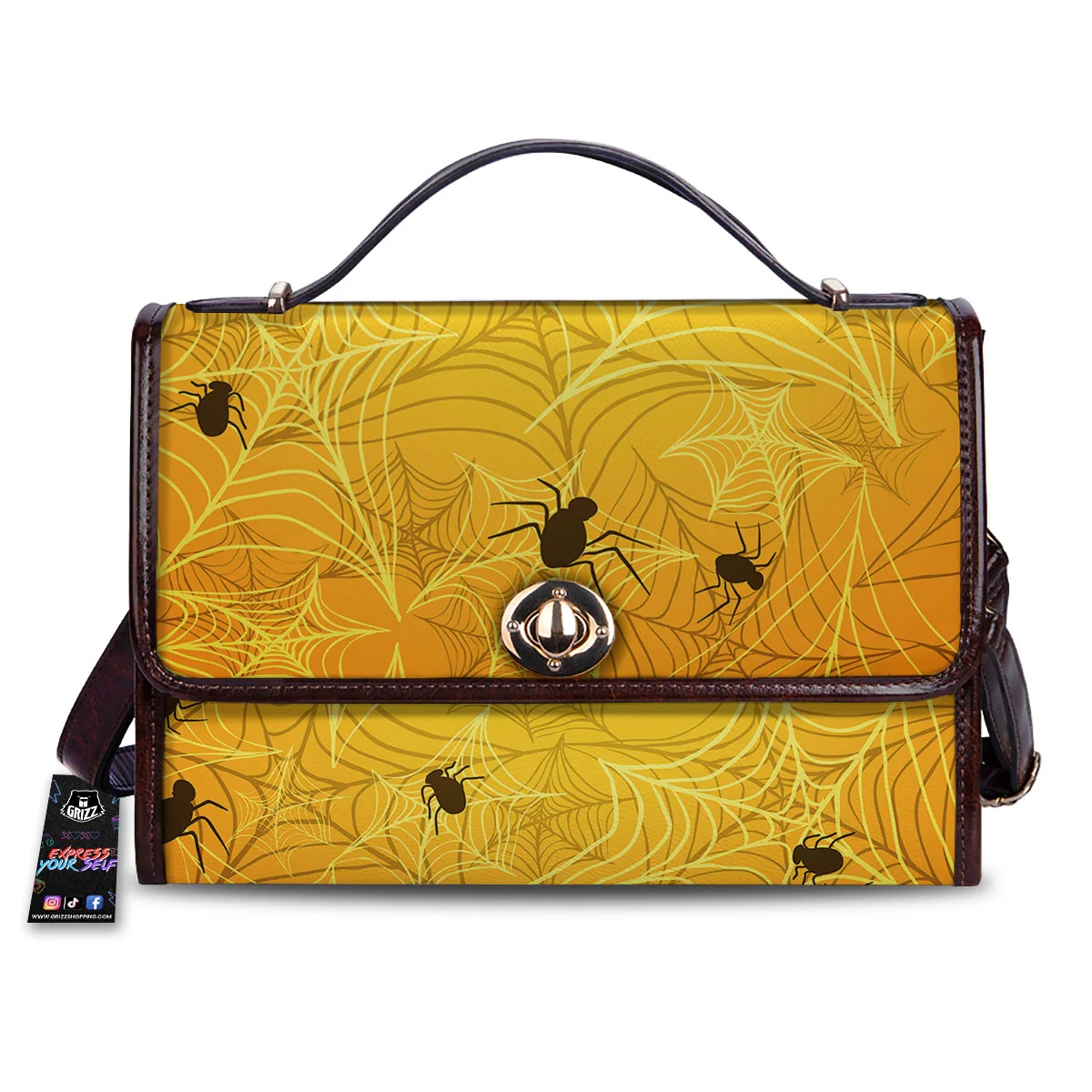 Cobweb Yellow Print Women's Satchel Bag
