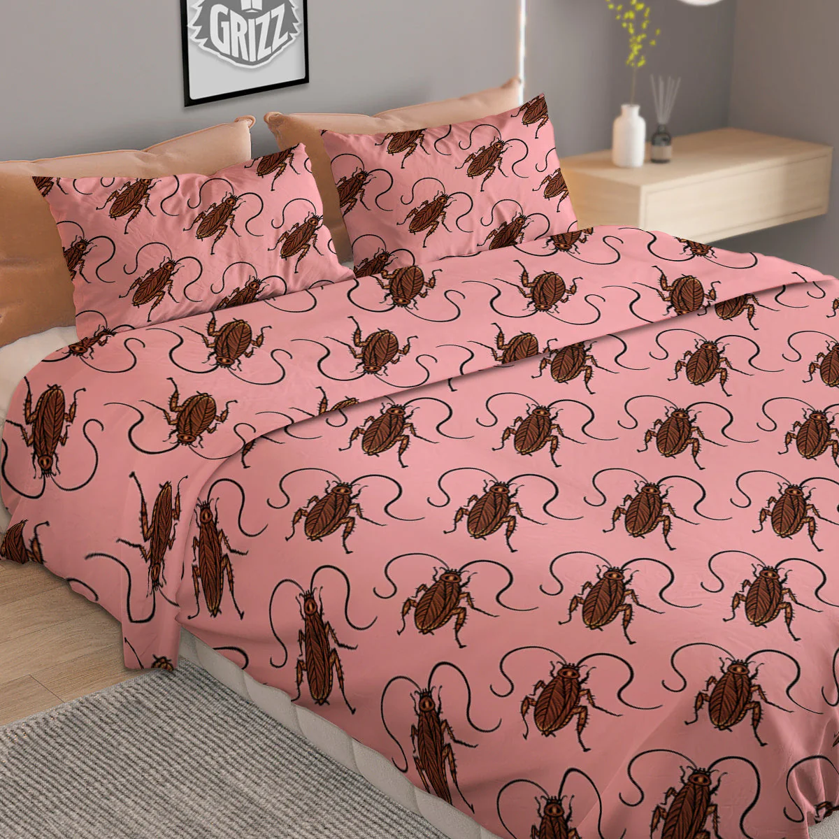 Cockroach Pink Print Pattern Duvet Cover Bedding Set - Image 2