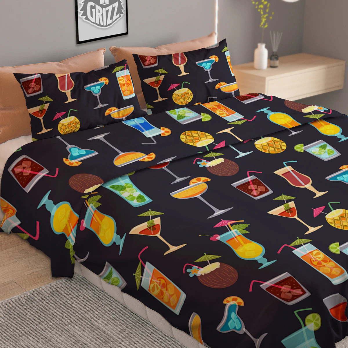 Cocktail Exotic Print Pattern Duvet Cover Bedding Set - Image 2