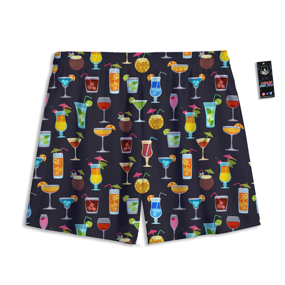 Cocktail Exotic Print Pattern Mesh Shorts - Image 2