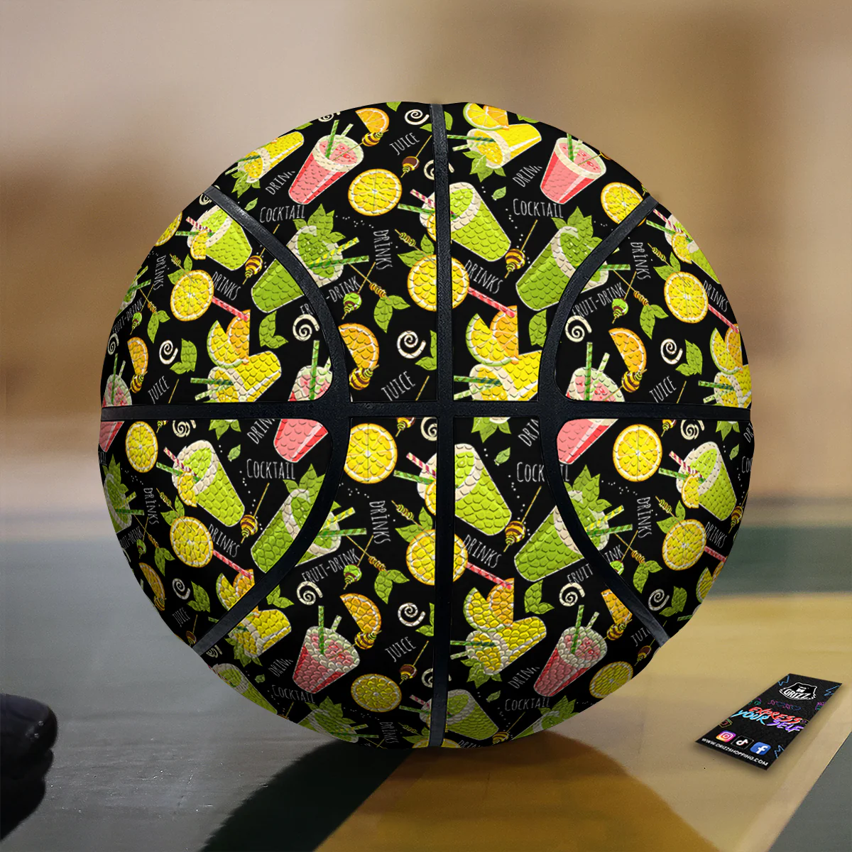 Cocktail Lemon Print Pattern Basketball