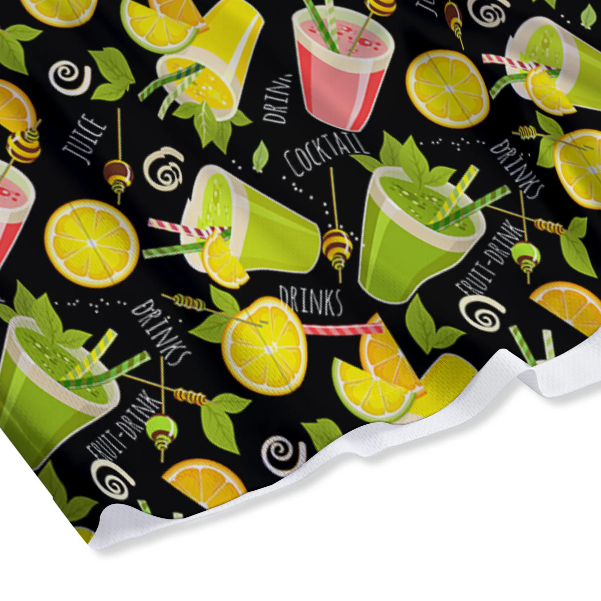 Cocktail Lemon Print Pattern Mesh Shorts - Image 4