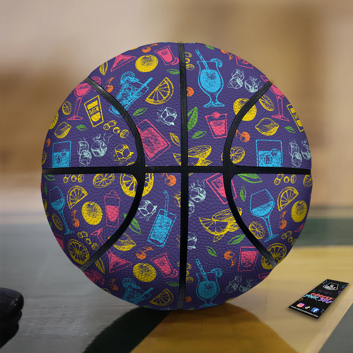 Cocktail Watercolor Print Pattern Basketball