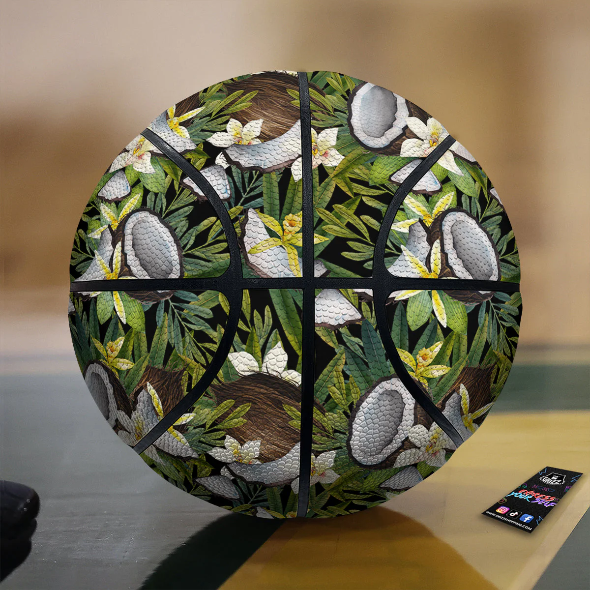 Coconut And Vanilla Flower Print Pattern Basketball