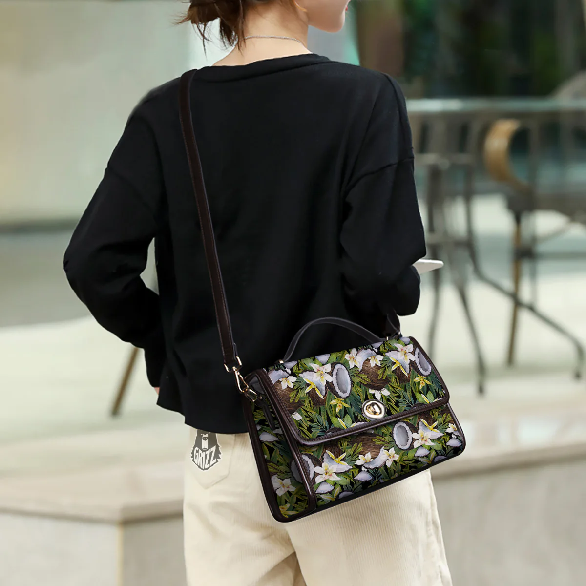 Coconut And Vanilla Flower Print Pattern Women's Satchel Bag - Image 3