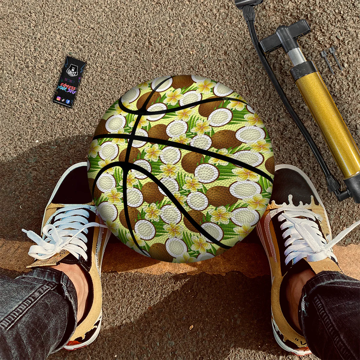 Coconut Beige Print Pattern Basketball - Image 2