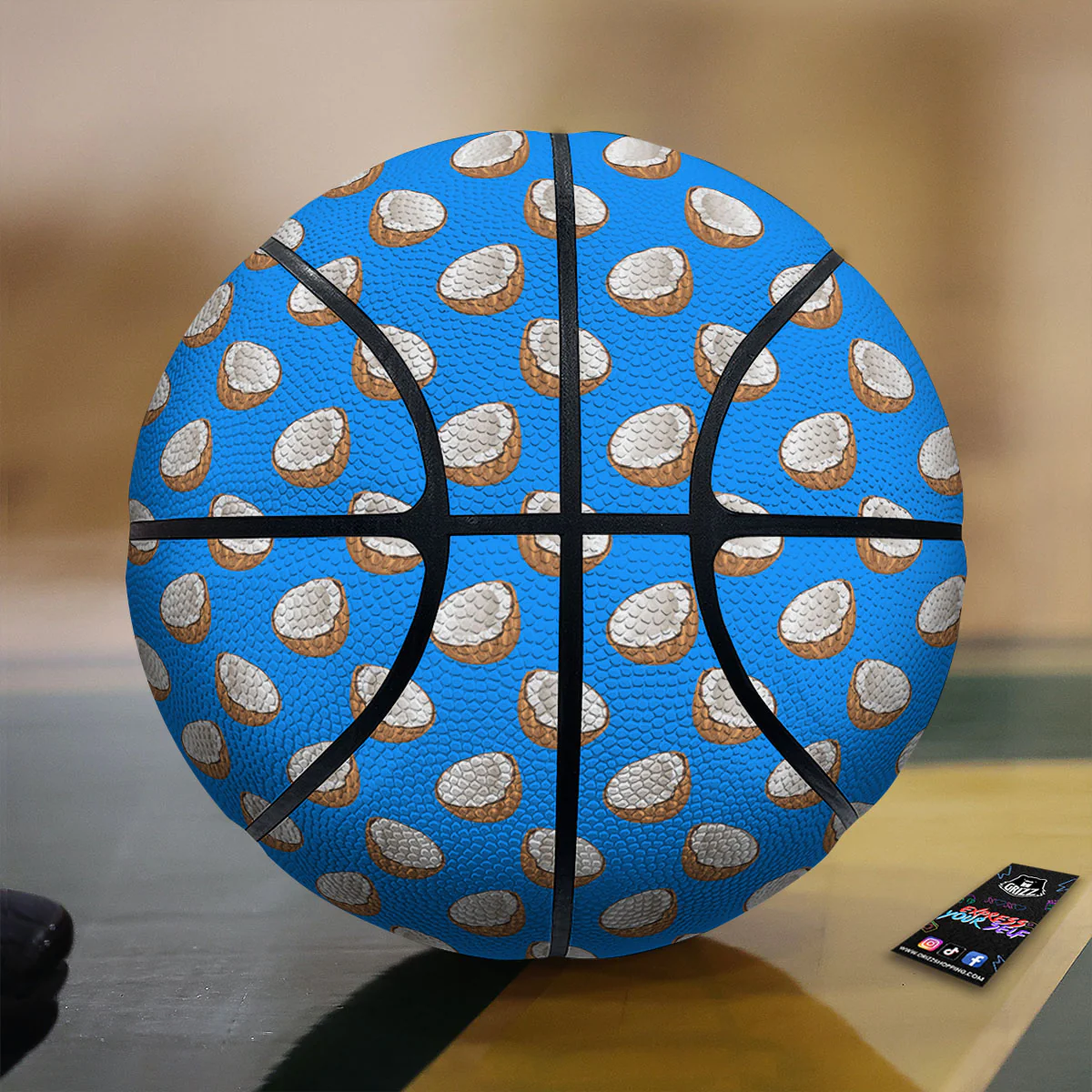 Coconut Blue Print Pattern Basketball