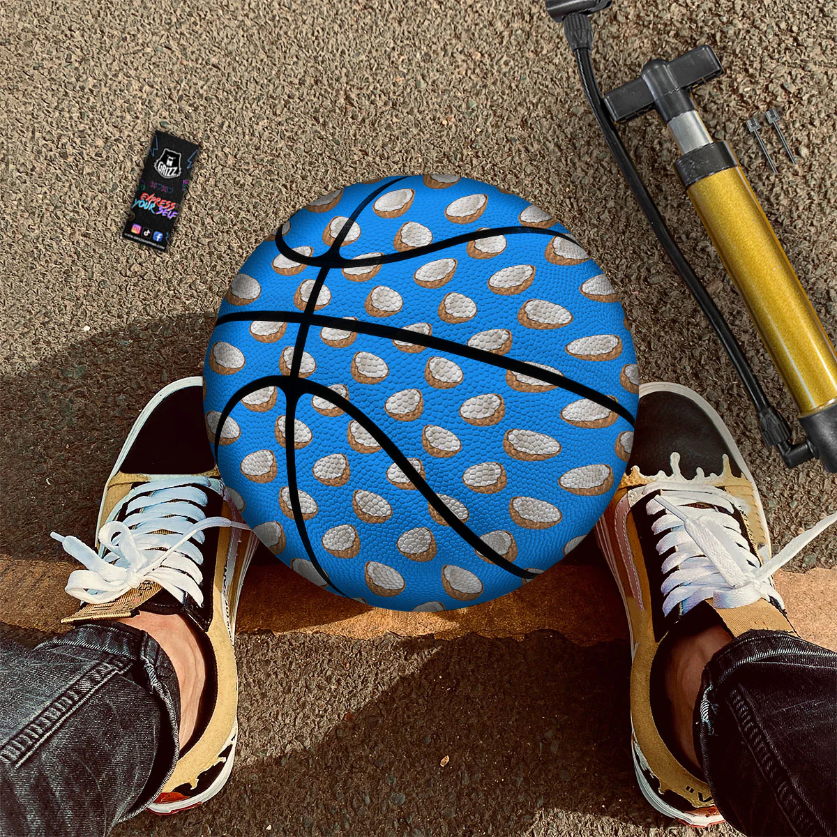 Coconut Blue Print Pattern Basketball - Image 3