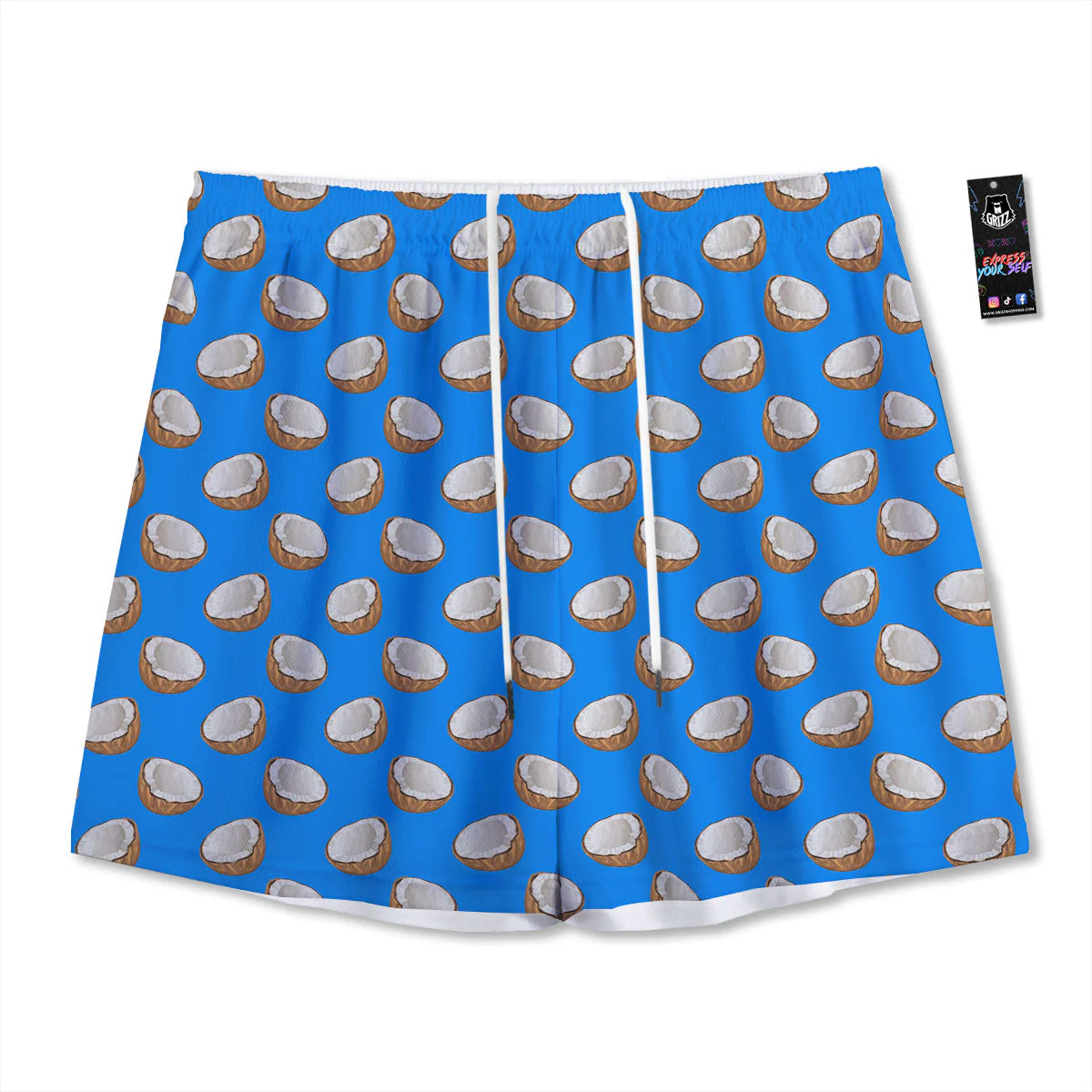 Coconut Blue Print Pattern Mesh Shorts