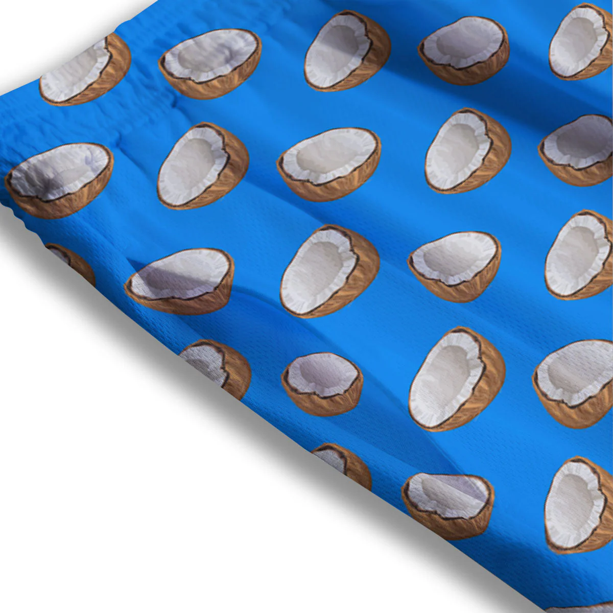 Coconut Blue Print Pattern Mesh Shorts - Image 3
