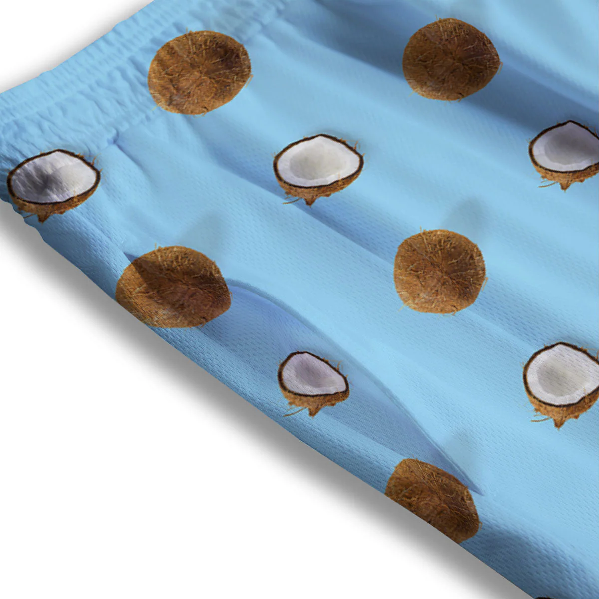 Coconut Blue Summer Print Pattern Mesh Shorts - Image 3
