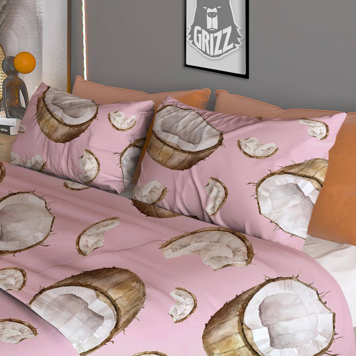 Coconut Pink Print Pattern Duvet Cover Bedding Set - Image 3