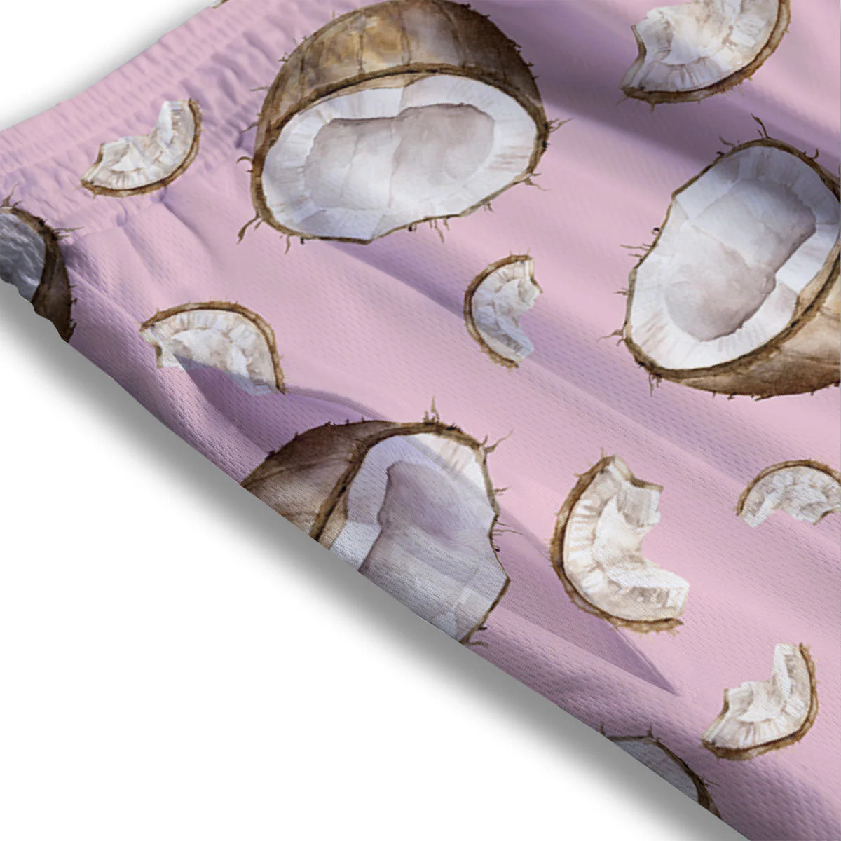 Coconut Pink Print Pattern Mesh Shorts - Image 3
