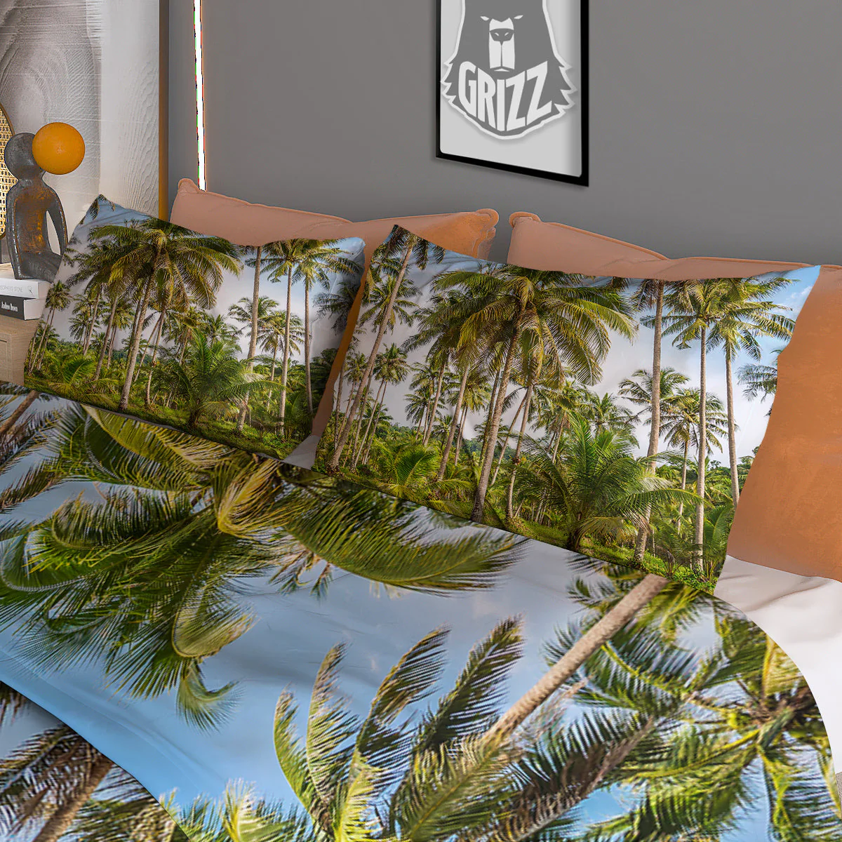 Coconut Tree Print Duvet Cover Bedding Set - Image 3