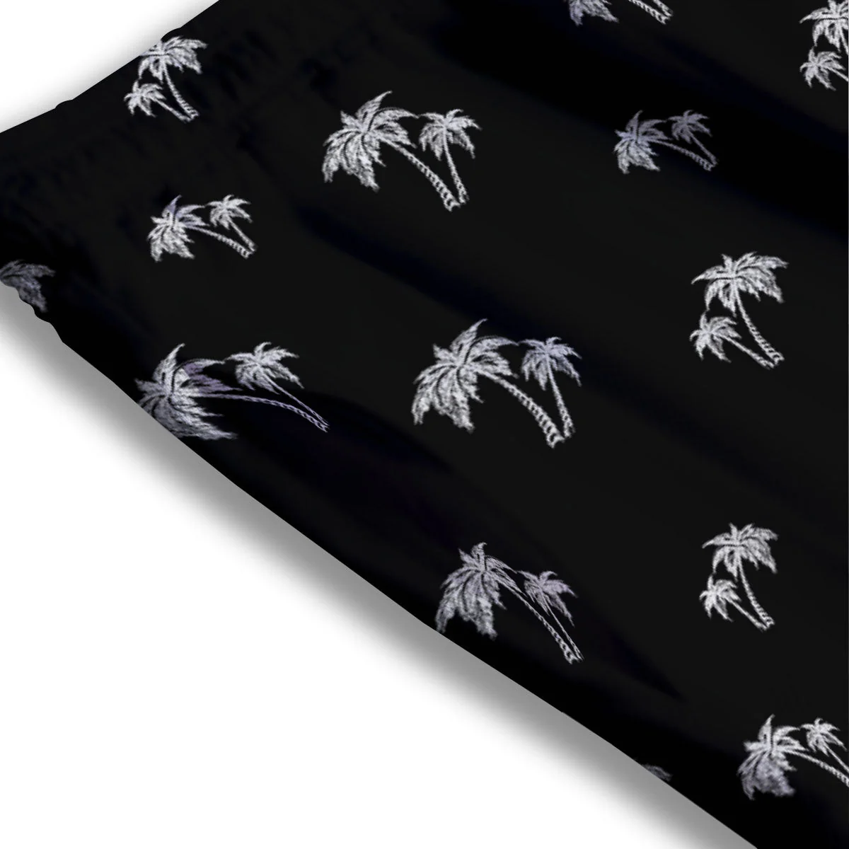 Coconut Tree White And Black Print Mesh Shorts - Image 3