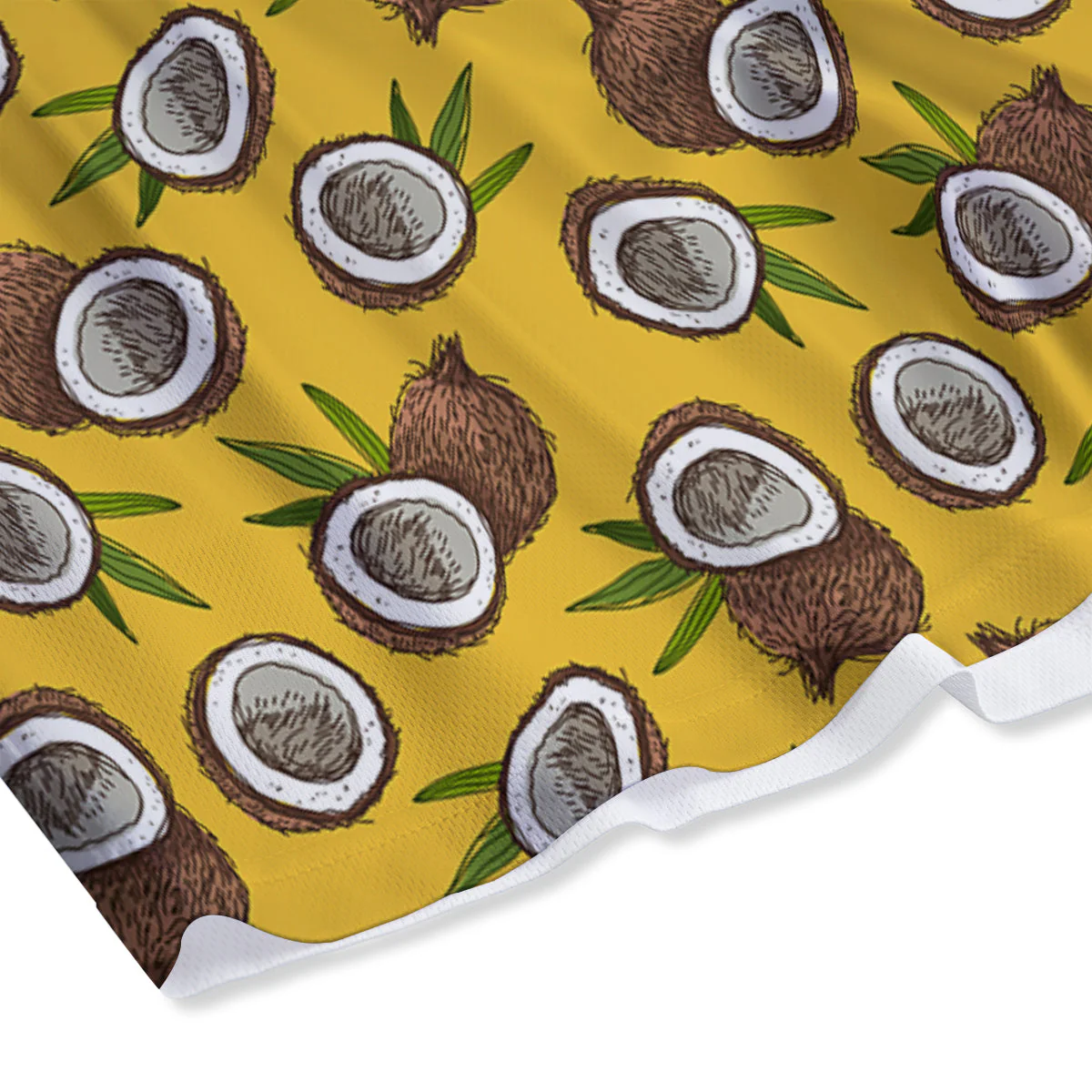 Coconut Yellow Vintage Print Pattern Mesh Shorts - Image 4