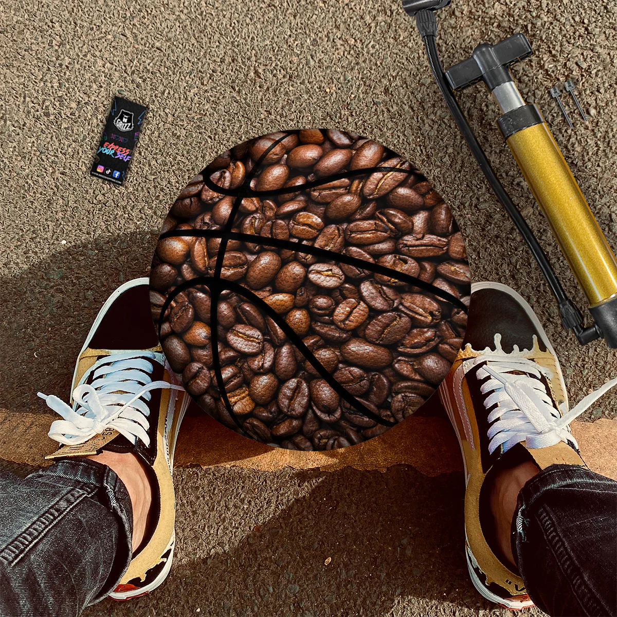 Coffee Beans Print Basketball - Image 2