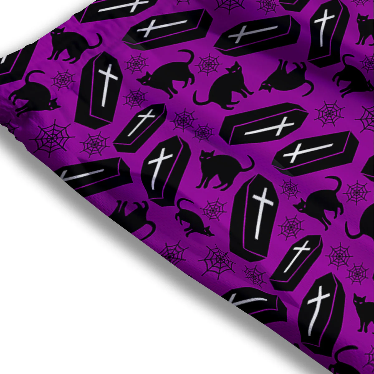Coffin And Cat Purple Print Pattern Mesh Shorts - Image 3