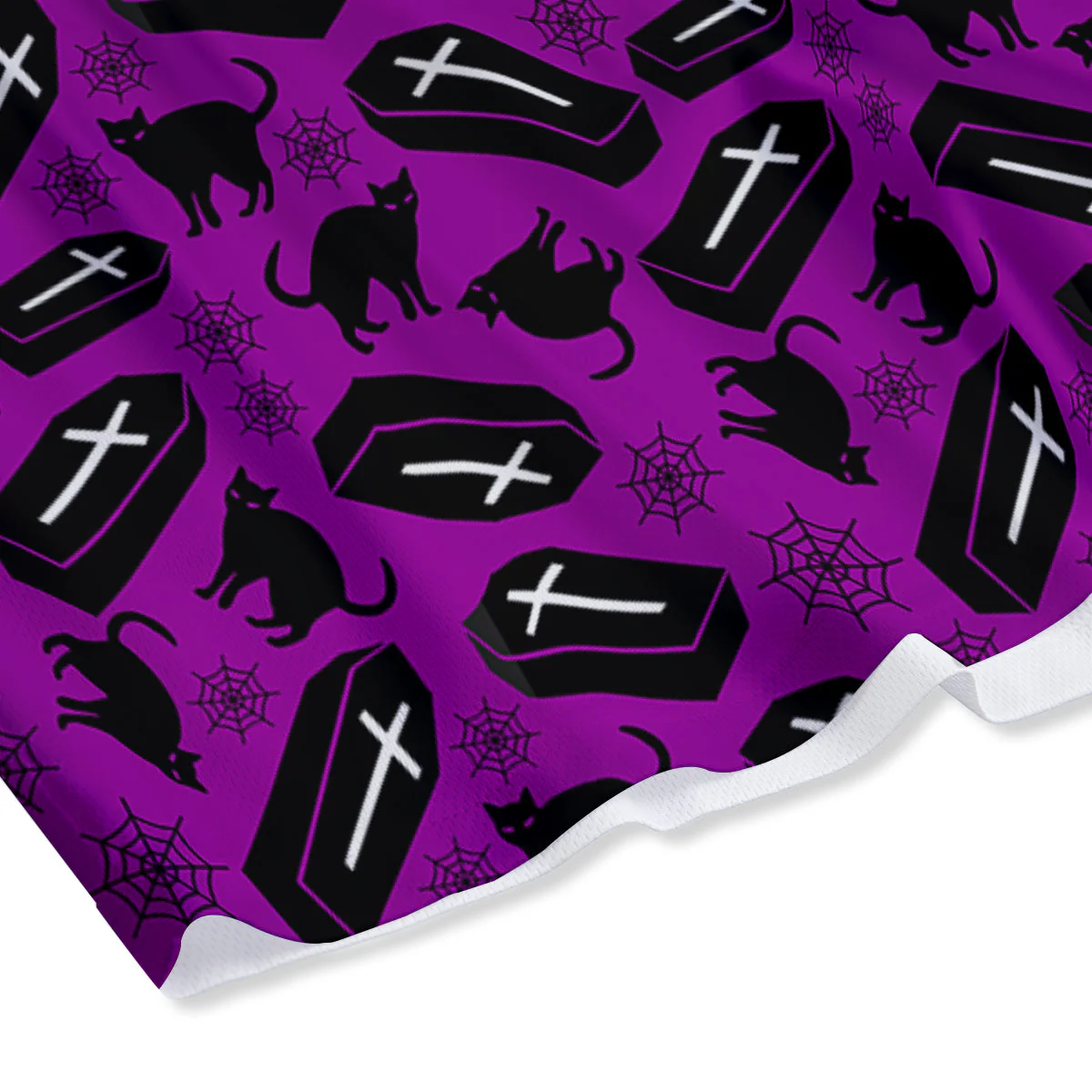 Coffin And Cat Purple Print Pattern Mesh Shorts - Image 4