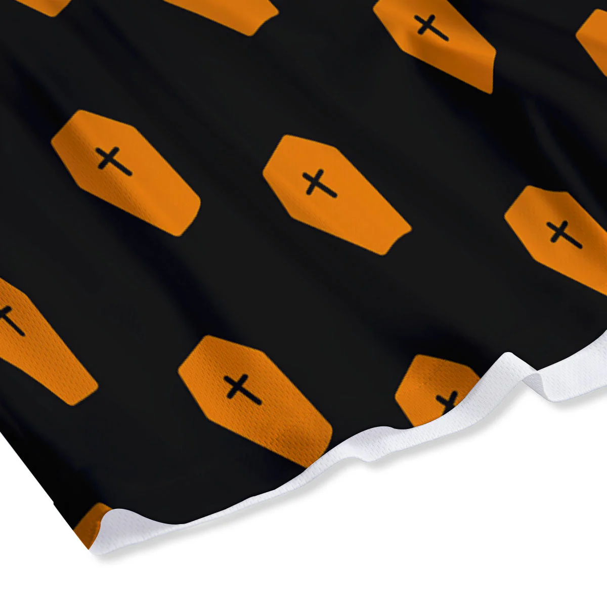 Coffin Orange Halloween Print Pattern Mesh Shorts - Image 4