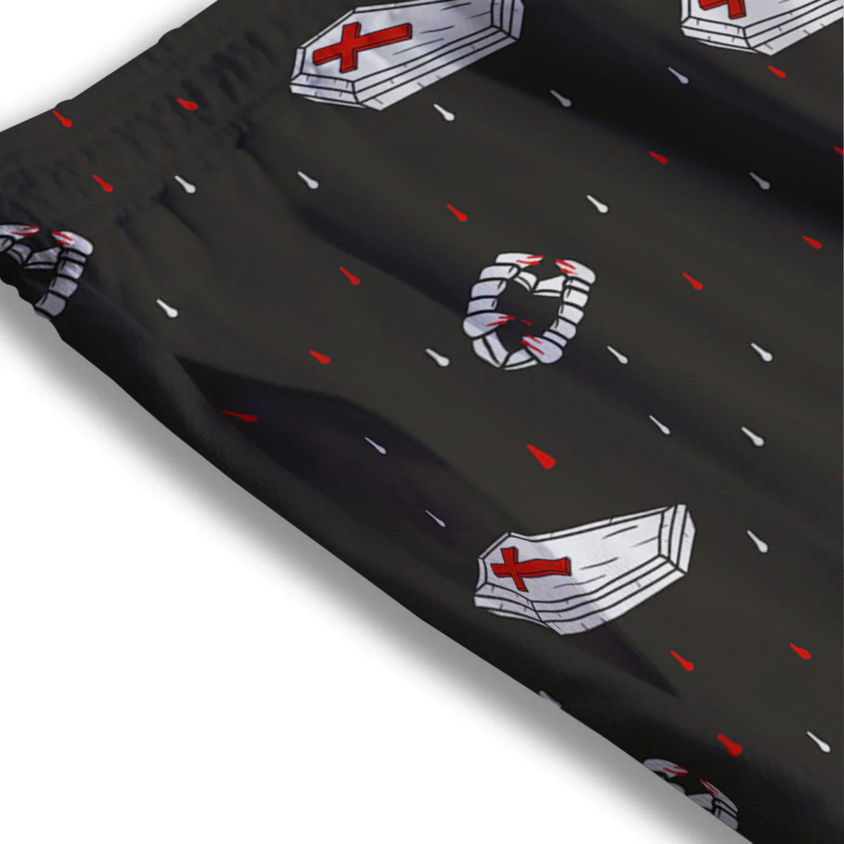 Coffin Vampire Print Pattern Mesh Shorts - Image 3