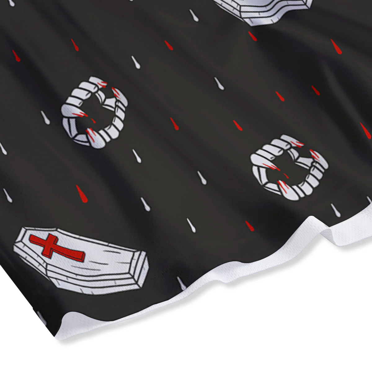 Coffin Vampire Print Pattern Mesh Shorts - Image 4