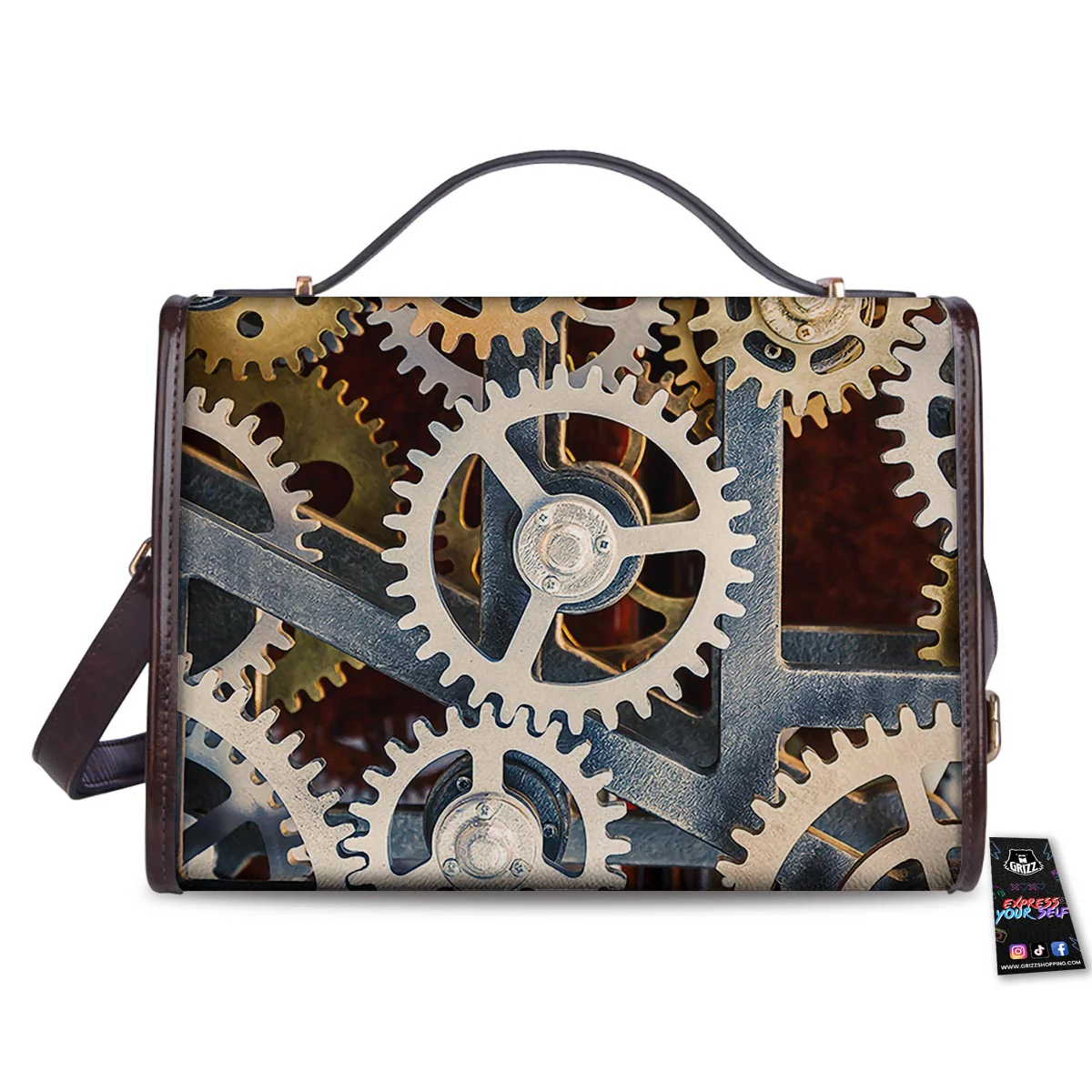 Cogs And Steampunk Gears Print Women's Satchel Bag - Image 2
