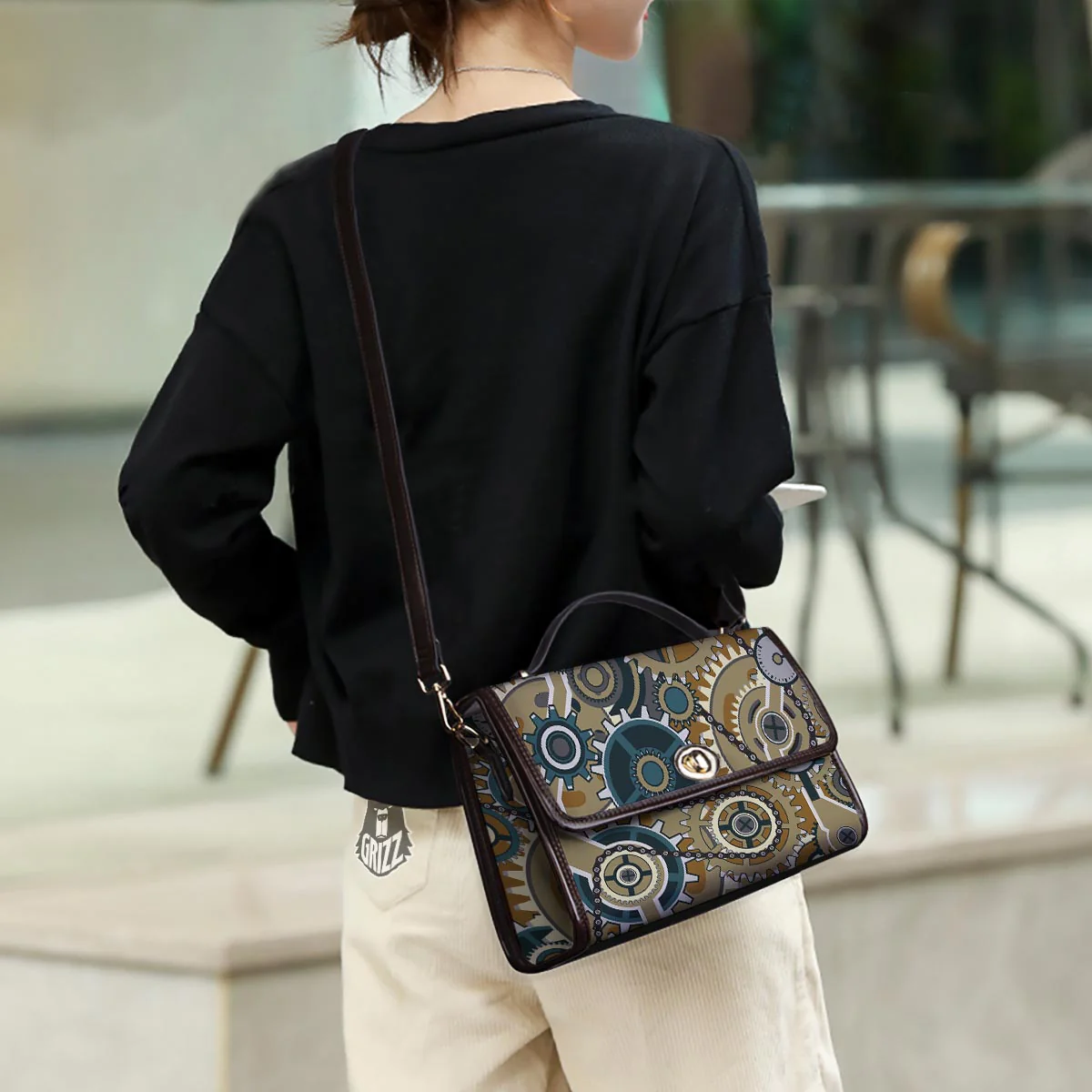 Cogwheels Steampunk Print Women's Satchel Bag - Image 3