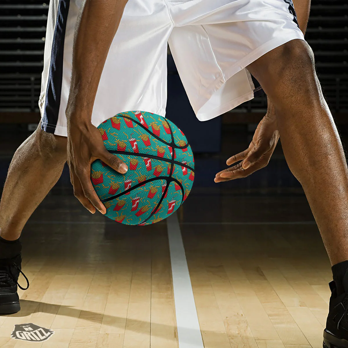 Cola And French Fries Print Pattern Basketball - Image 3