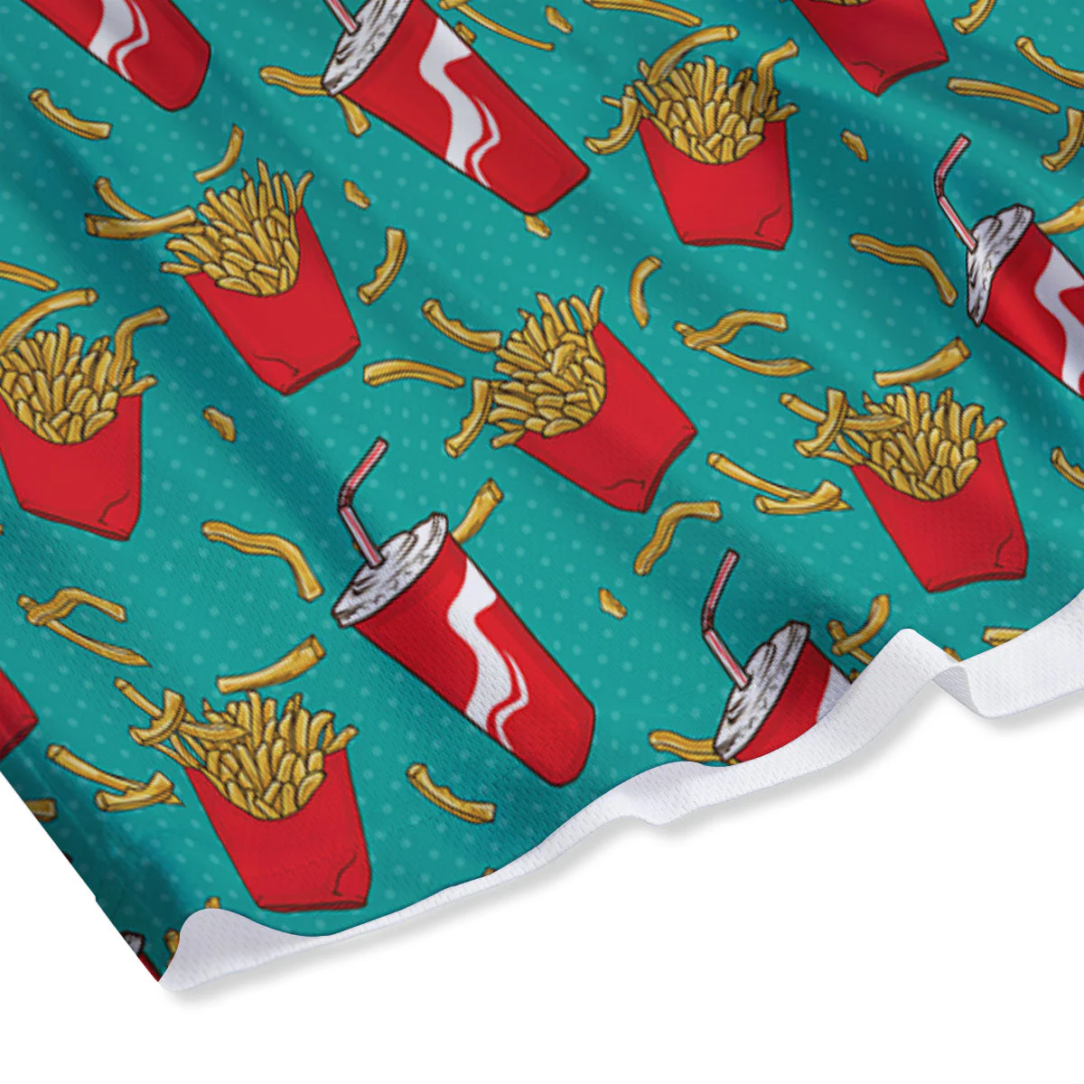 Cola And French Fries Print Pattern Mesh Shorts - Image 4