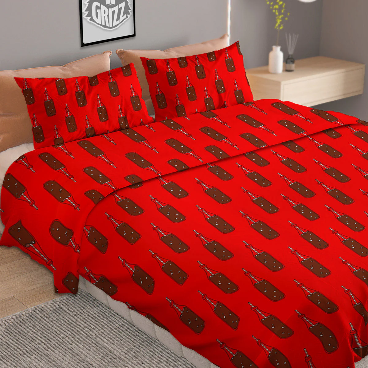 Cola Print Pattern Duvet Cover Bedding Set - Image 2