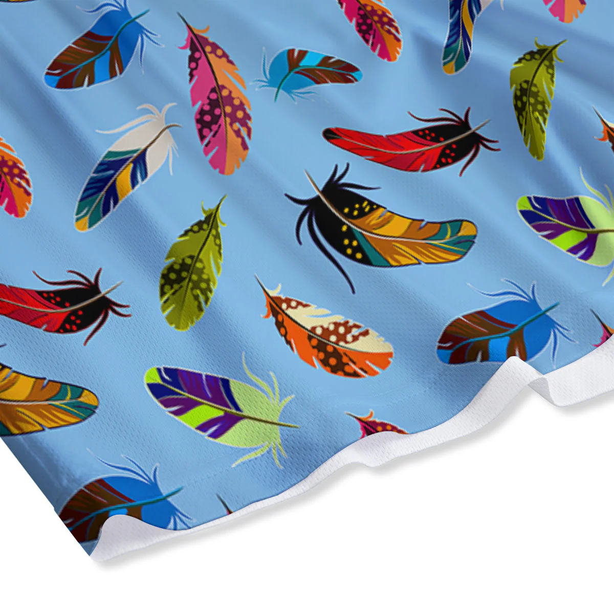 Colored Feathers Print Pattern Mesh Shorts - Image 4