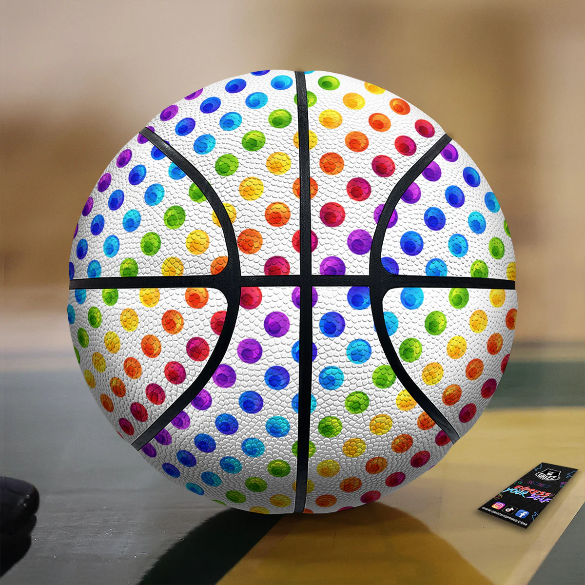 Colored Polka Dots Rainbow Print Pattern Basketball