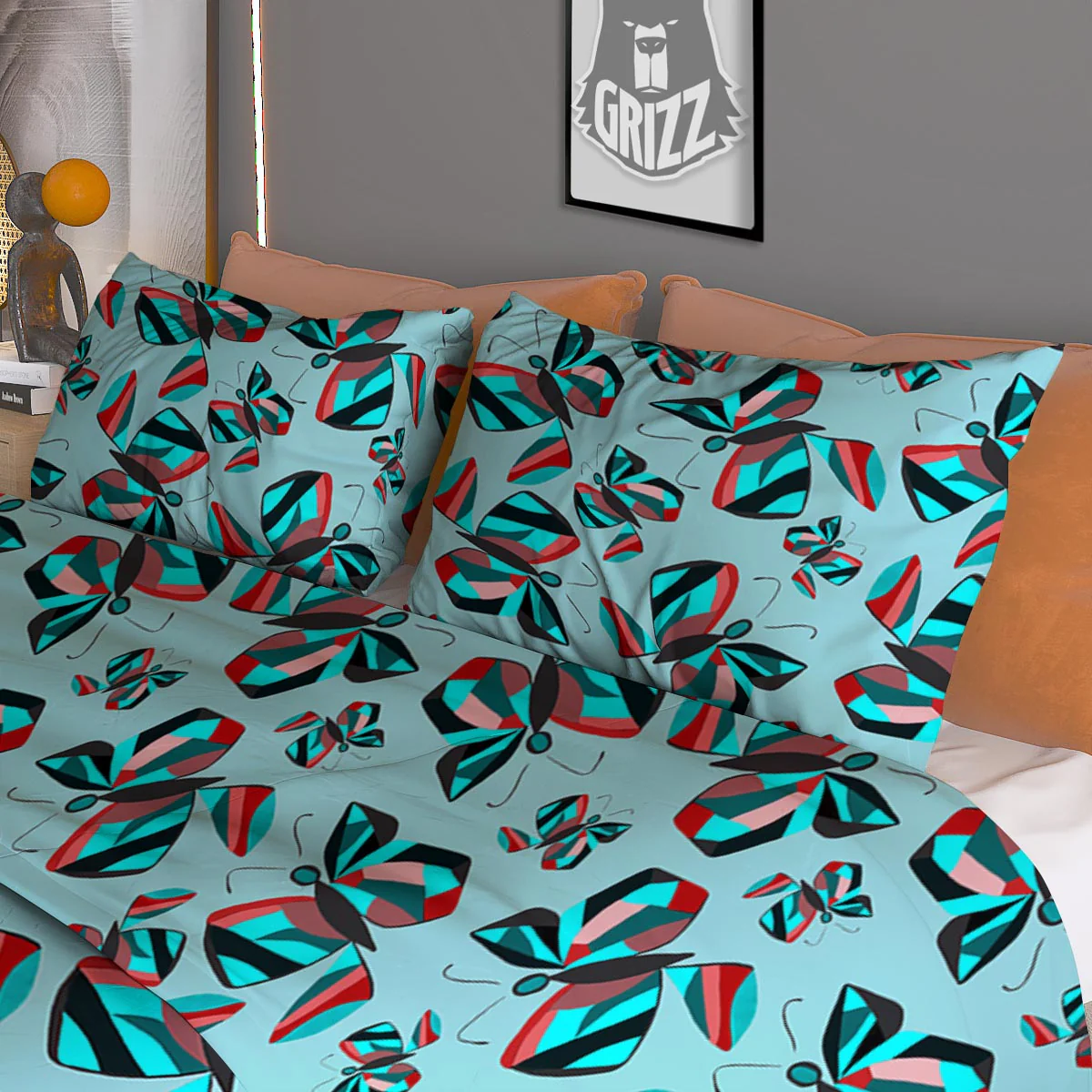 Colorful Butterfly Retro Print Pattern Duvet Cover Bedding Set - Image 3