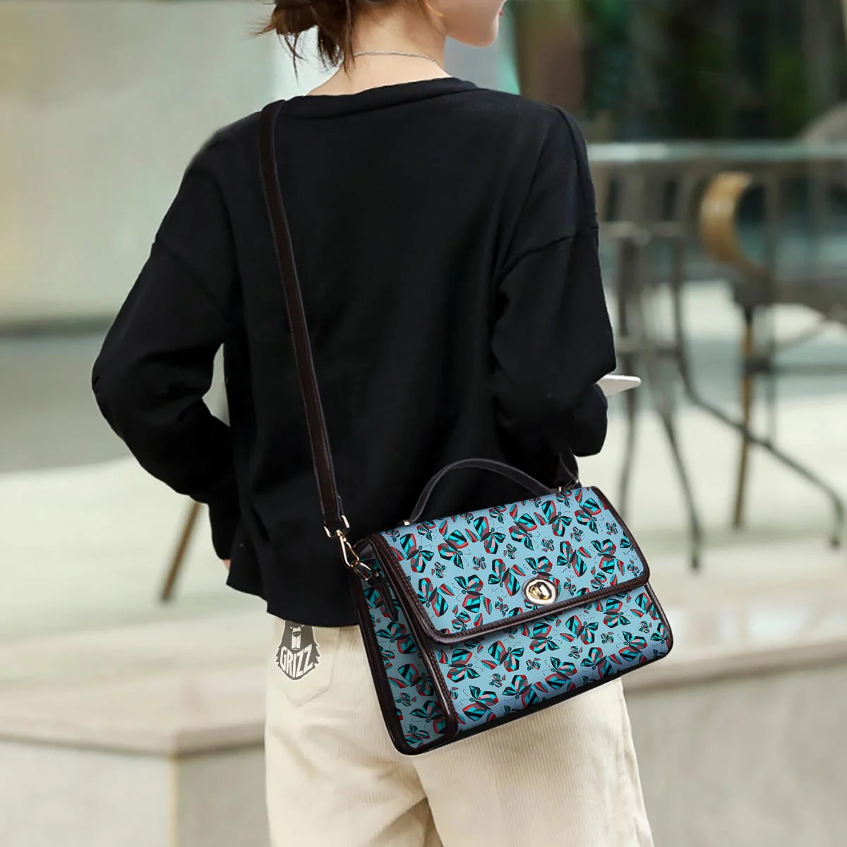 Colorful Butterfly Retro Print Pattern Women's Satchel Bag - Image 3