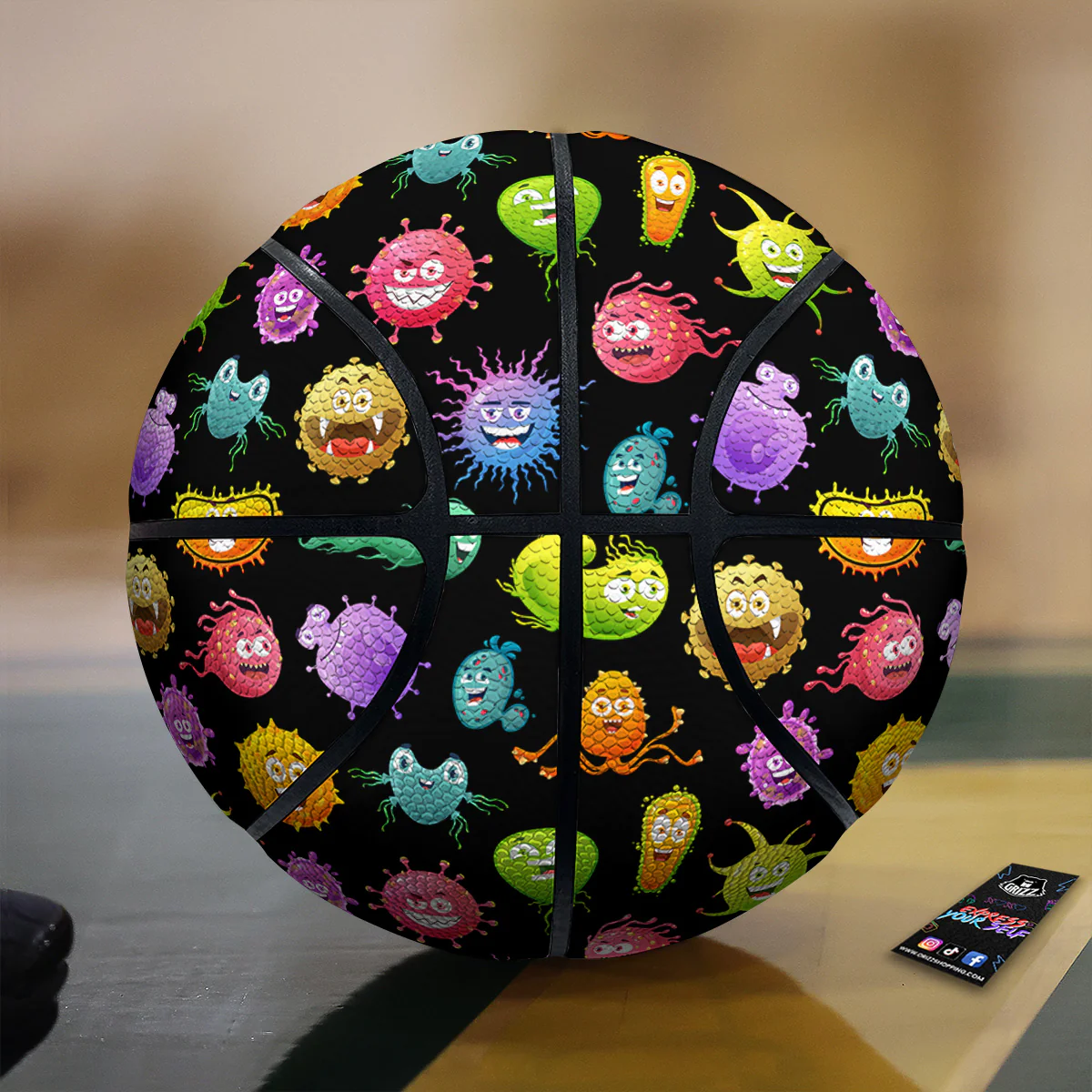 Colorful Cartoon Viruses Print Pattern Basketball