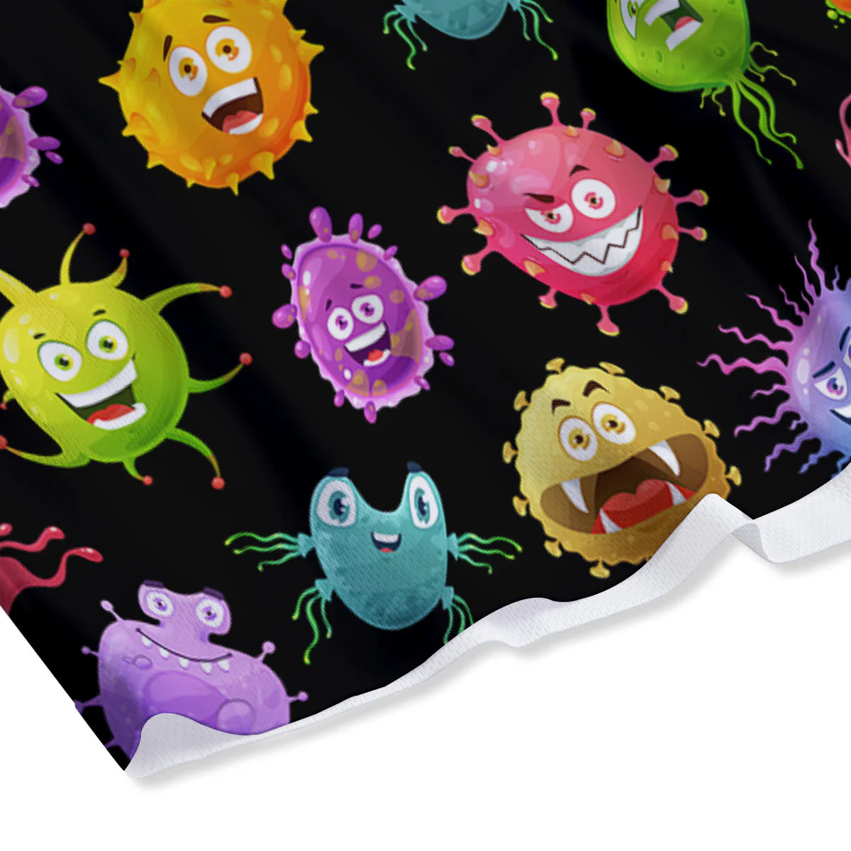 Colorful Cartoon Viruses Print Pattern Mesh Shorts - Image 4