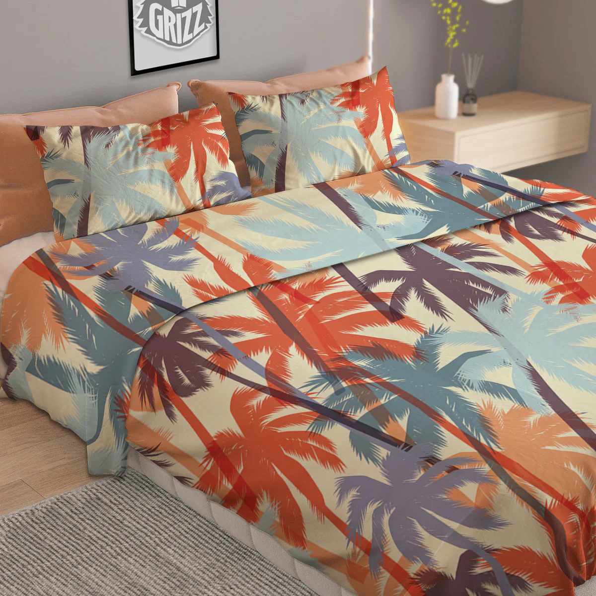 Colorful Palm Trees Print Pattern Duvet Cover Bedding Set - Image 2