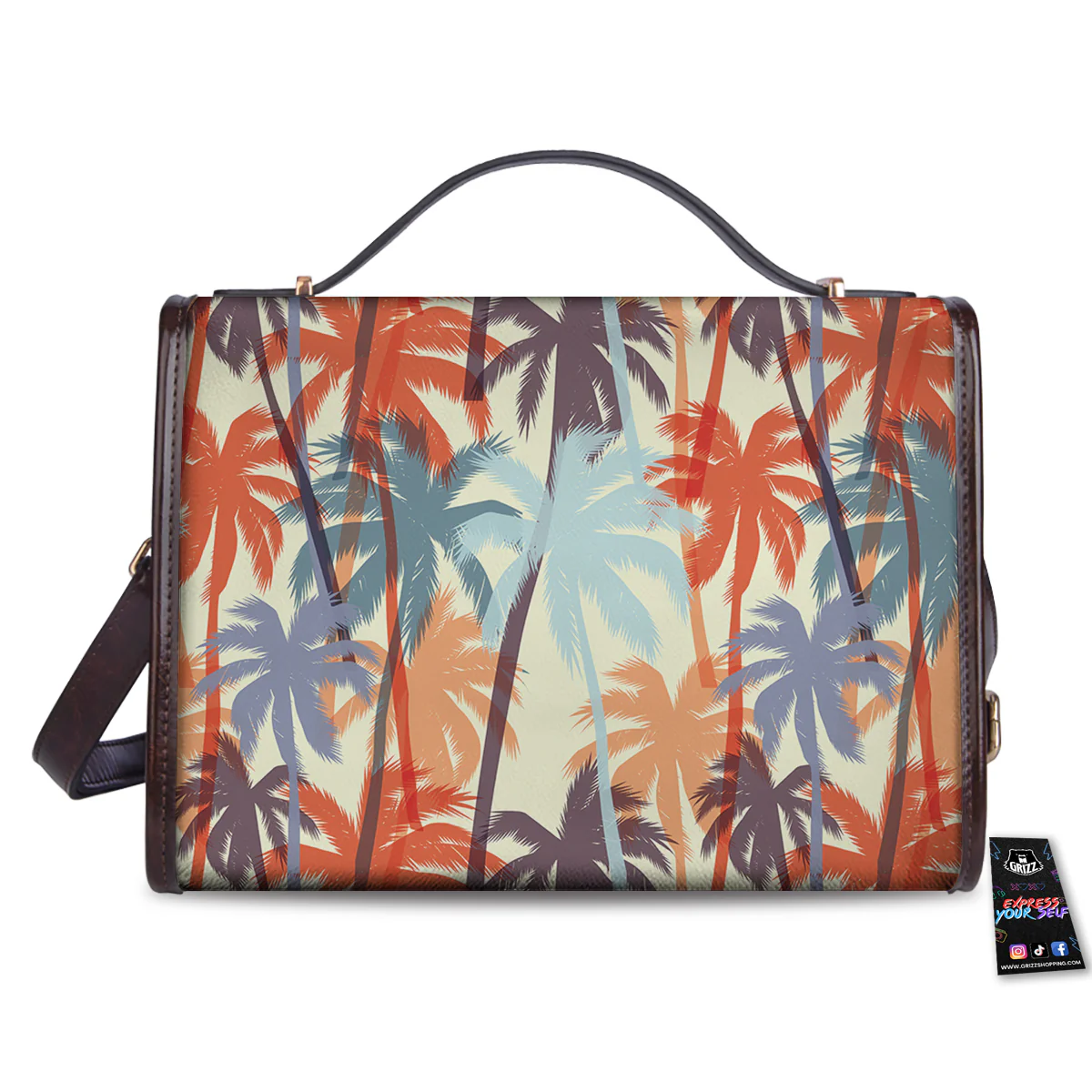 Colorful Palm Trees Print Pattern Women's Satchel Bag - Image 2