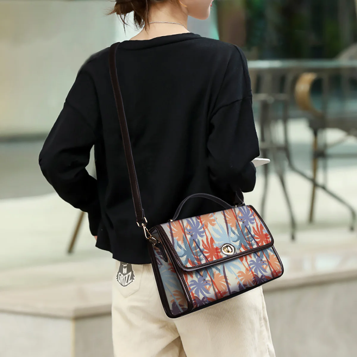 Colorful Palm Trees Print Pattern Women's Satchel Bag - Image 3